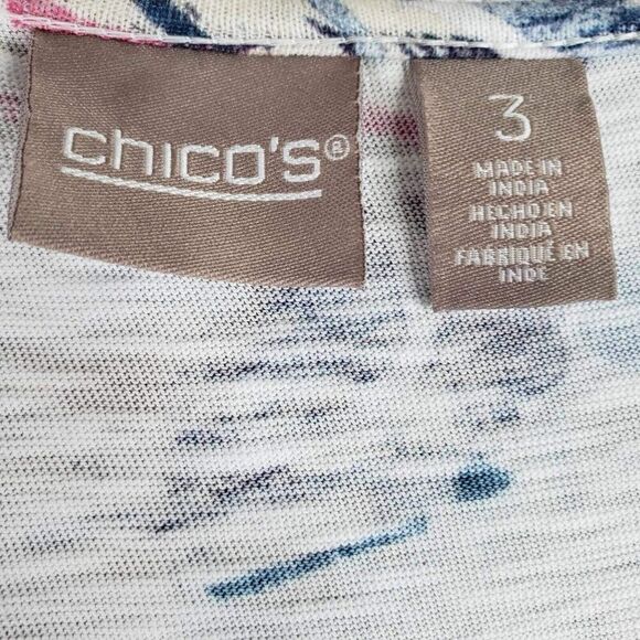 Chicos Shirt Womens Size 3 US XL Paisley Tunic Stretch Cotton White Pullover - Picture 5 of 8